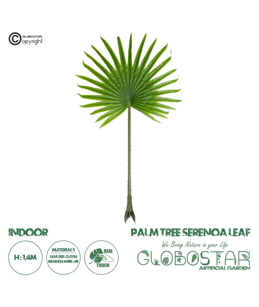 GloboStar® Artificial Garden SERENOA PALM LEAF 20172 Τεχνητό Διακοσμητικό Φύλο Φοινικόδεντρου Σερενόα Βεντάλια Π77 x Υ140cm